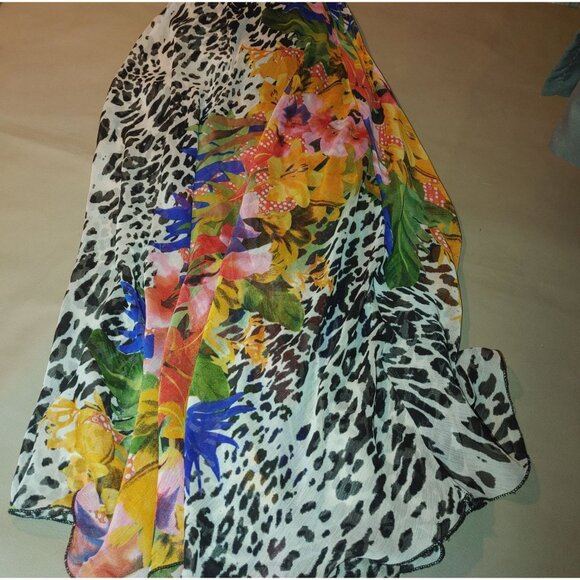 Sky Zone Exchange Dress Medium Bright Animal Print Diva Boho Floral Wrap India - Picture 7 of 11